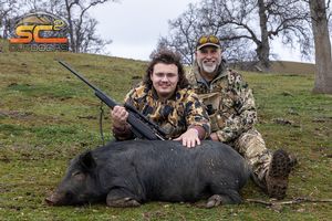 Ezra back for another year of wild pig hunting with SC2 Outdoors in Northern California in February 2023